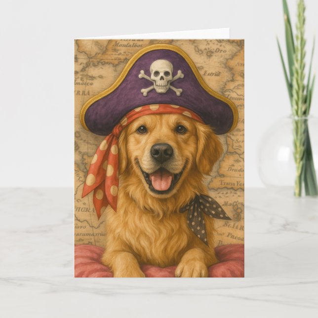 Golden Retriever Pirat Kort (Framsida)
