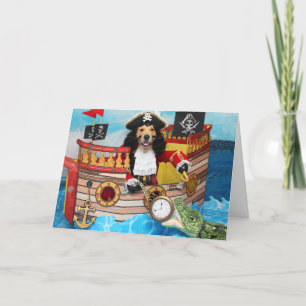 Golden Retriever Piratskepp Födelsedag Kort