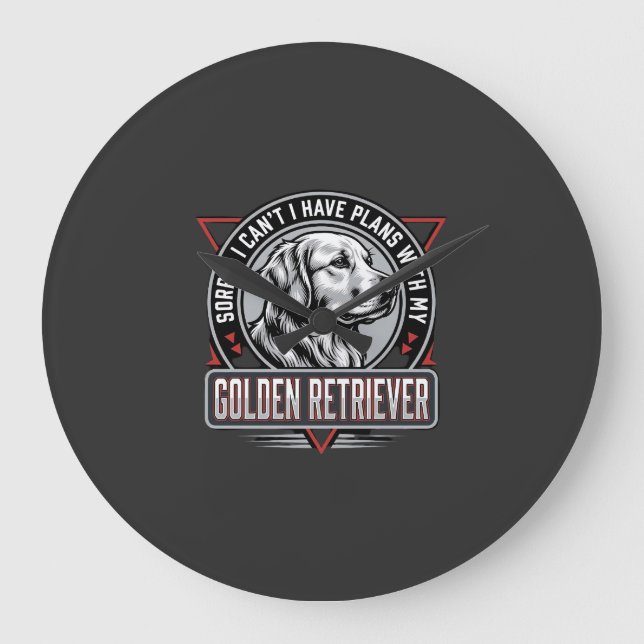 Golden Retriever Planerar Hundmärke Design Stor Klocka (Framsida)