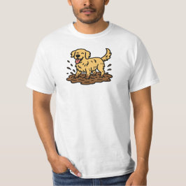 Golden Retriever Playing Mud T Shirt