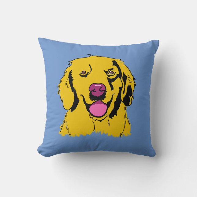 Golden Retriever Pop Art Kudde (Framsida)