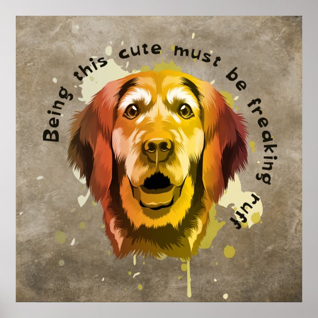 Golden Retriever Pop Art Stil Poster (Framsidan)