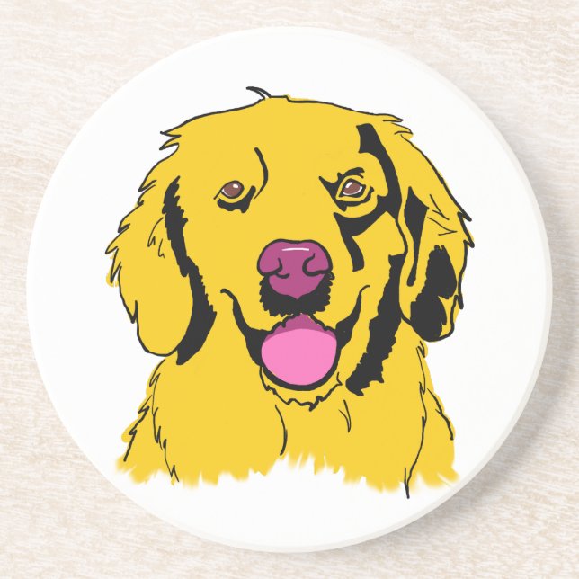 Golden Retriever Pop Art T-Shirt Underlägg (Framsidan)