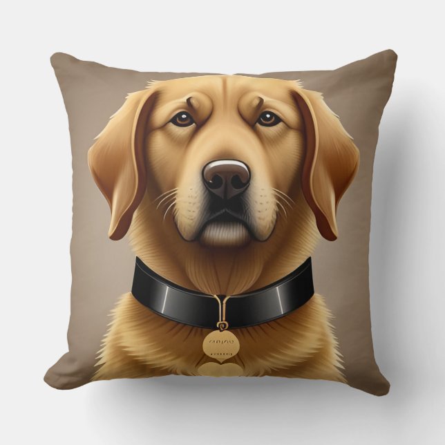 Golden Retriever Porträtt Kudde (Framsida)