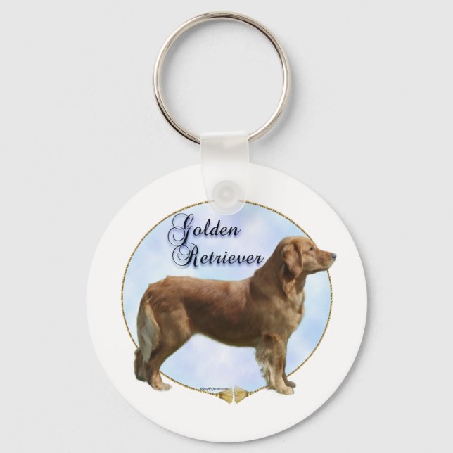 Golden Retriever Porträtt Nyckelring (Framsida)