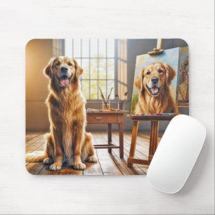 Golden Retriever-porträtt på duk Musmatta
