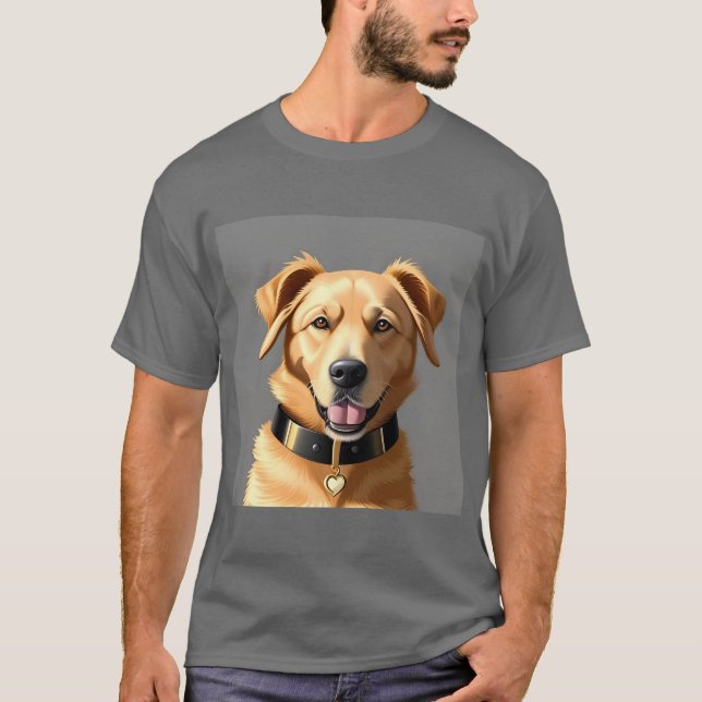 Golden Retriever Porträtt Wearing Black Collar T Shirt (Framsida)