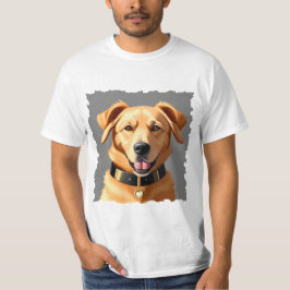 Golden Retriever Porträtt Wearing Black Collar T Shirt