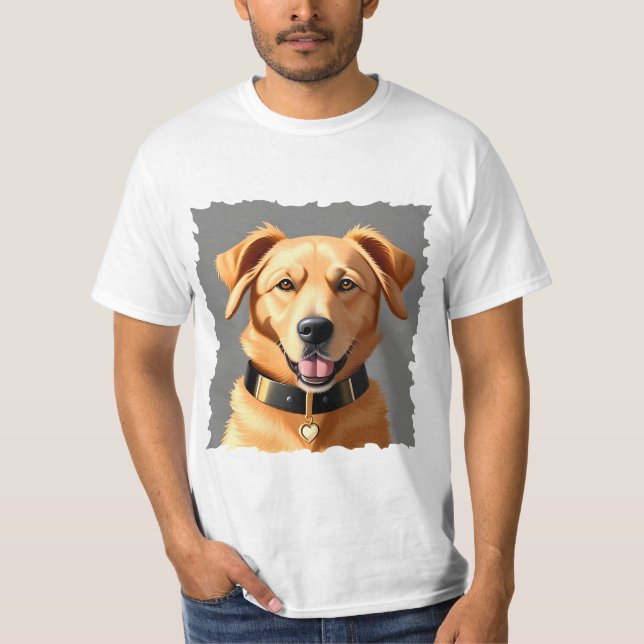 Golden Retriever Porträtt Wearing Black Collar T Shirt (Framsida)