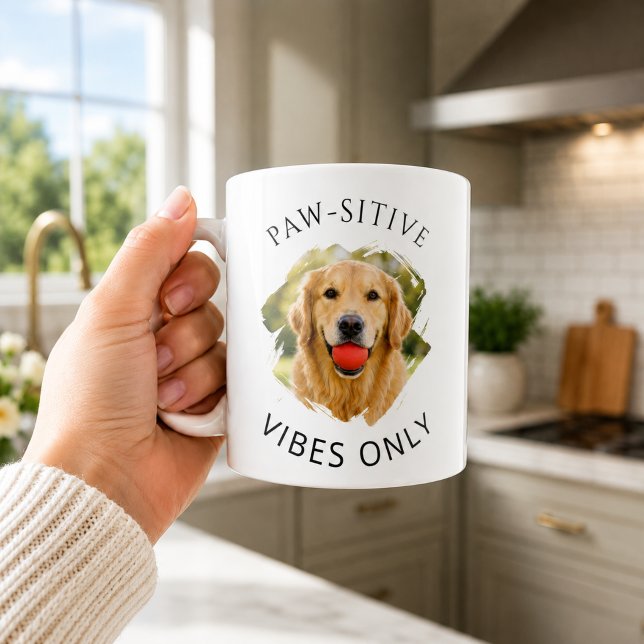 Golden Retriever Positiva vibrationer endast foto  Kaffemugg (Skapare uppladdad)