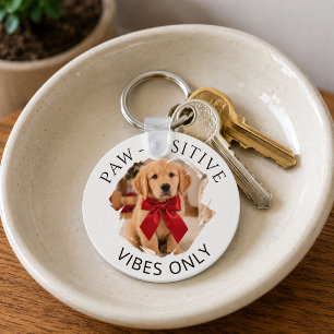 Golden Retriever Positiva vibrationer endast foto Nyckelring