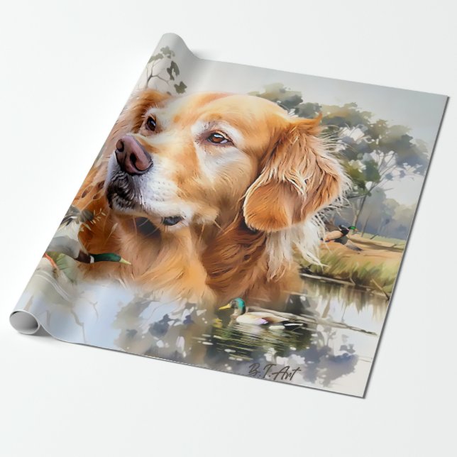 Golden Retriever Presentpapper (Utrullad)