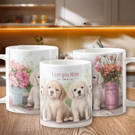 Golden Retriever Puppies Kärlek You Mamma Mors dag Kaffemugg
