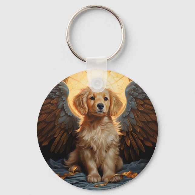Golden Retriever puppy Angel Nyckelring (Framsida)