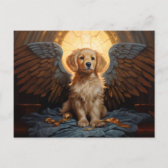 Golden Retriever puppy Angel Vykort (Framsida)