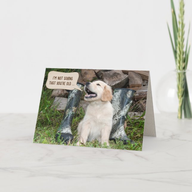 Golden Retriever Puppy Birthday Humor Kort (Framsida)