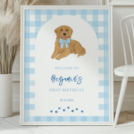 Golden Retriever Puppy Birthday Party Welcome  Poster