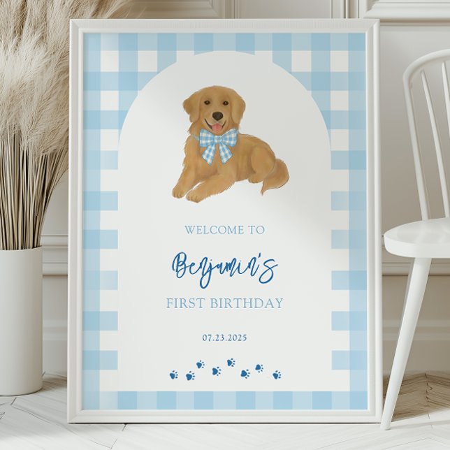 Golden Retriever Puppy Birthday Party Welcome  Poster (Skapare uppladdad)