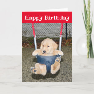 Golden Retriever Puppy Birthday Swing Kort