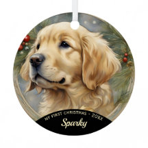 Golden Retriever Puppy Första julprydnaden