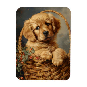 Golden Retriever Puppy i Basket Flexible Magnet