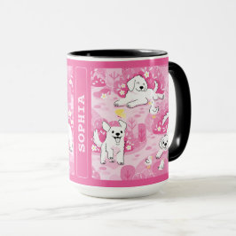 Golden Retriever Puppy in Pink Garden Mugg