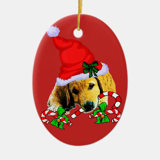 Golden Retriever Puppy-jul Julgransprydnad Keramik (Framsidan)
