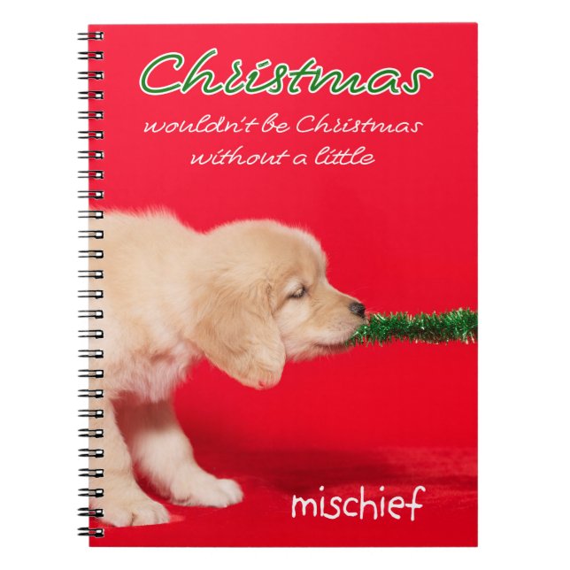Golden Retriever Puppy Juldimma Anteckningsbok (Framsidan)