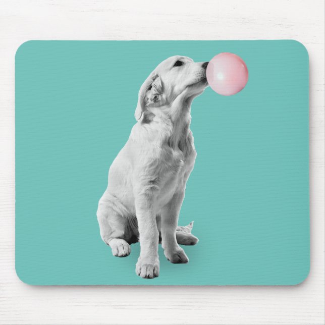 Golden Retriever Puppy med Bubble Gum Musmatta (Framsidan)