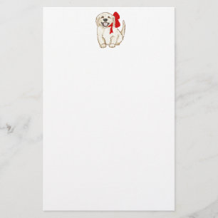 Golden Retriever Puppy med Red Ribbon Brevpapper