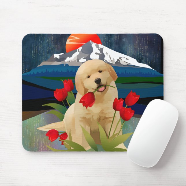 GOLDEN RETRIEVER PUPPY Mousepad Musmatta (Med mus)
