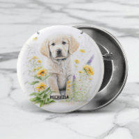 Golden Retriever Puppy och Blommigtar Monogram Nam