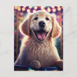 Golden Retriever Puppy på karnival - vykort