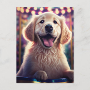 Golden Retriever Puppy på karnival - vykort