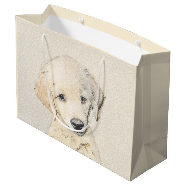 Golden Retriever Puppy Painting - Original Hund Ar (Baksidan Vinklad)