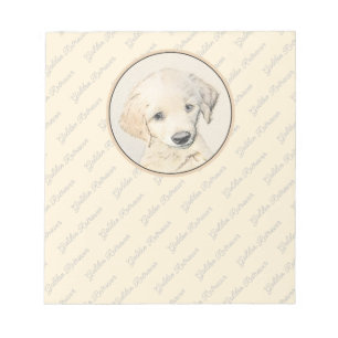 Golden Retriever Puppy Painting - Original Hund Ar Anteckningsblock