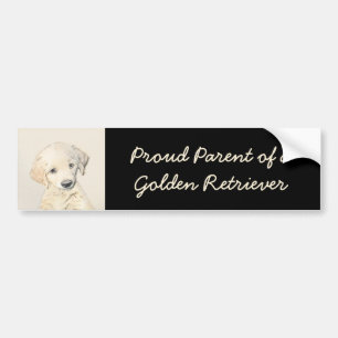 Golden Retriever Puppy Painting - Original Hund Ar Bildekal