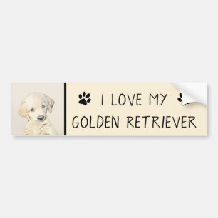 Golden Retriever Puppy Painting - Original Hund Ar Bildekal