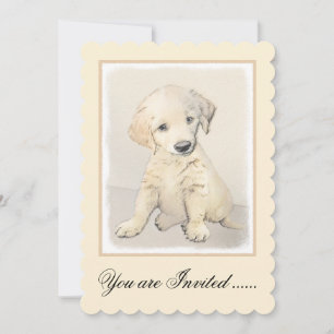 Golden Retriever Puppy Painting - Original Hund Ar Inbjudningar