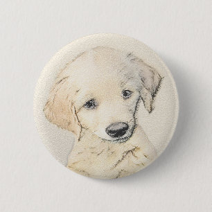 Golden Retriever Puppy Painting - Original Hund Ar Knapp