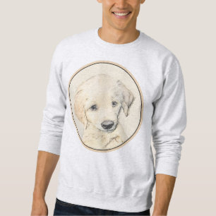 Golden Retriever Puppy Painting - Original Hund Ar Lång Ärmad Tröja