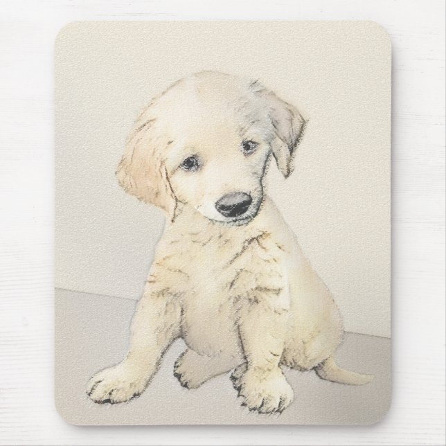 Golden Retriever Puppy Painting - Original Hund Ar Musmatta (Framsidan)