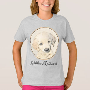 Golden Retriever Puppy Painting - Original Hund Ar T Shirt