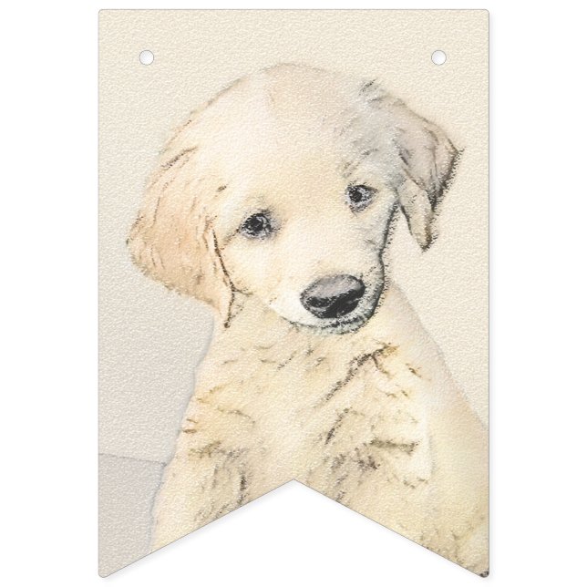 Golden Retriever Puppy Painting - Original Hund Ar Vimplar (Första flaggan)