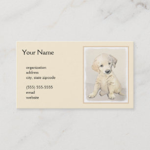 Golden Retriever Puppy Painting - Original Hund Ar Visitkort