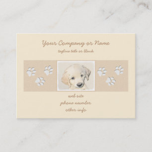 Golden Retriever Puppy Painting - Original Hund Ar Visitkort