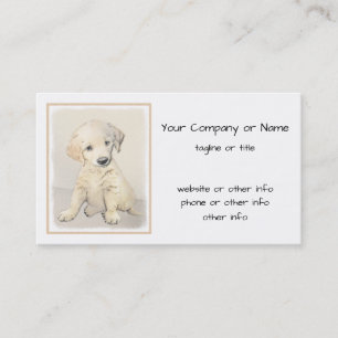 Golden Retriever Puppy Painting - Original Hund Ar Visitkort