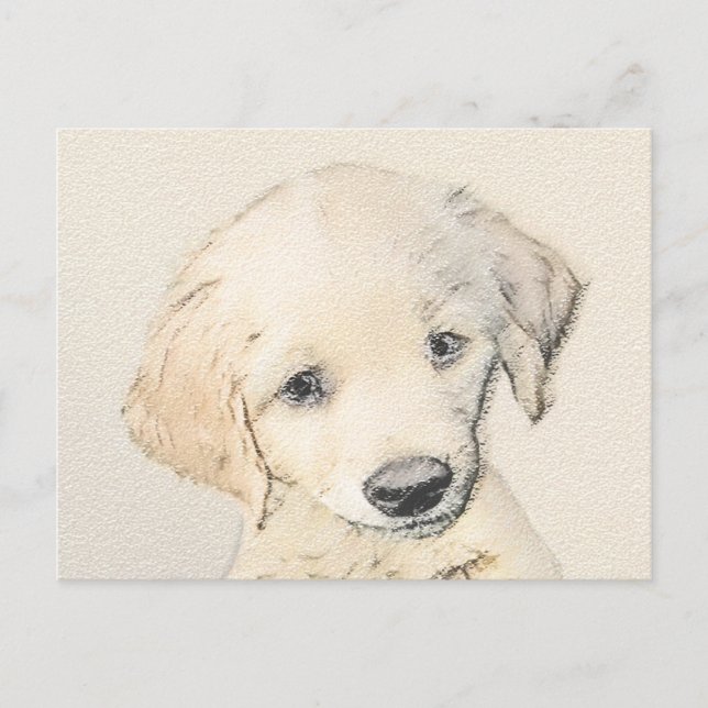 Golden Retriever Puppy Painting - Original Hund Ar Vykort (Framsida)