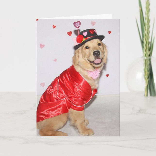 Golden Retriever Puppy Pawsome Valentine’s Day Helgkort (Framsida)