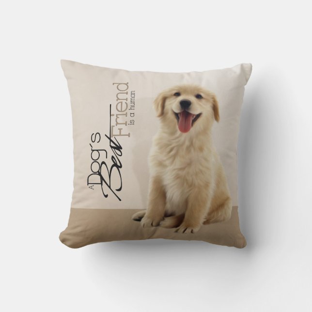 Golden Retriever Puppy Pillow Kudde (Framsida)